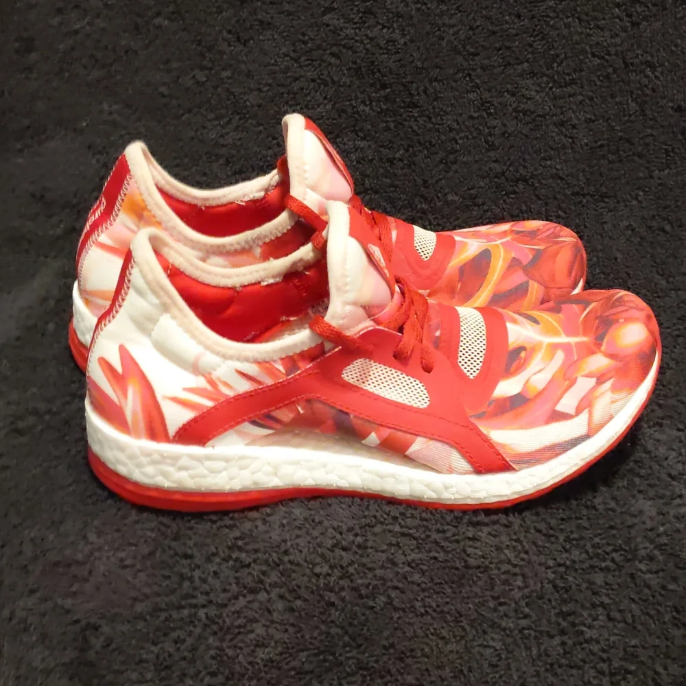adidas Pure Boost X “Power Red” Floral Workout Running Shoes - Picture 6 of 11